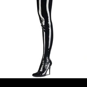 SHEIN Shiny Black Over the Knee Boots